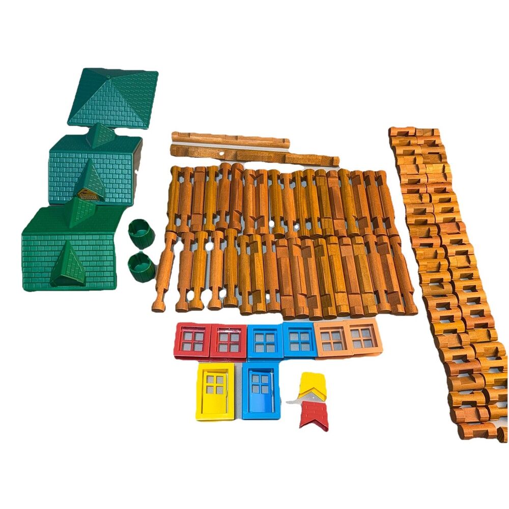 Vintage Lincoln Logs Wild West Ranch Set LL Bean Metal Tin Set 111 Pieces